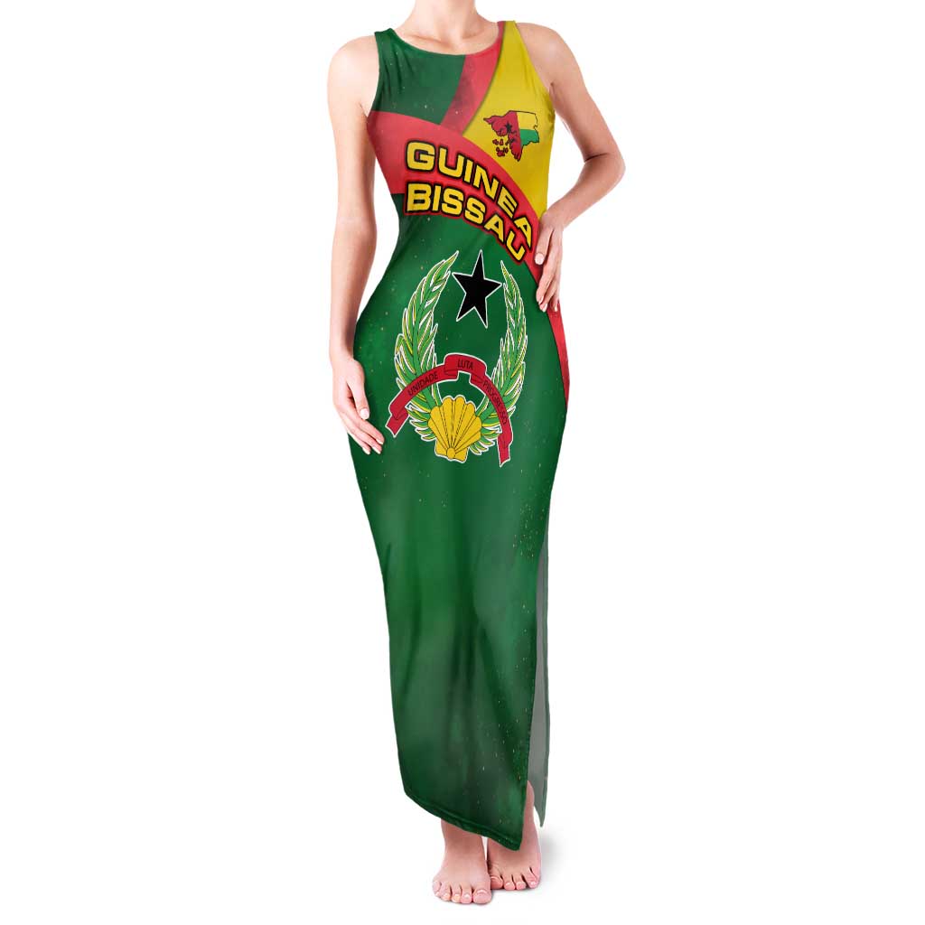 Guinea Bissau Family Matching Tank Maxi Dress and Hawaiian Shirt with Green Yellow Red Swirl Design - Wonder Print Shop