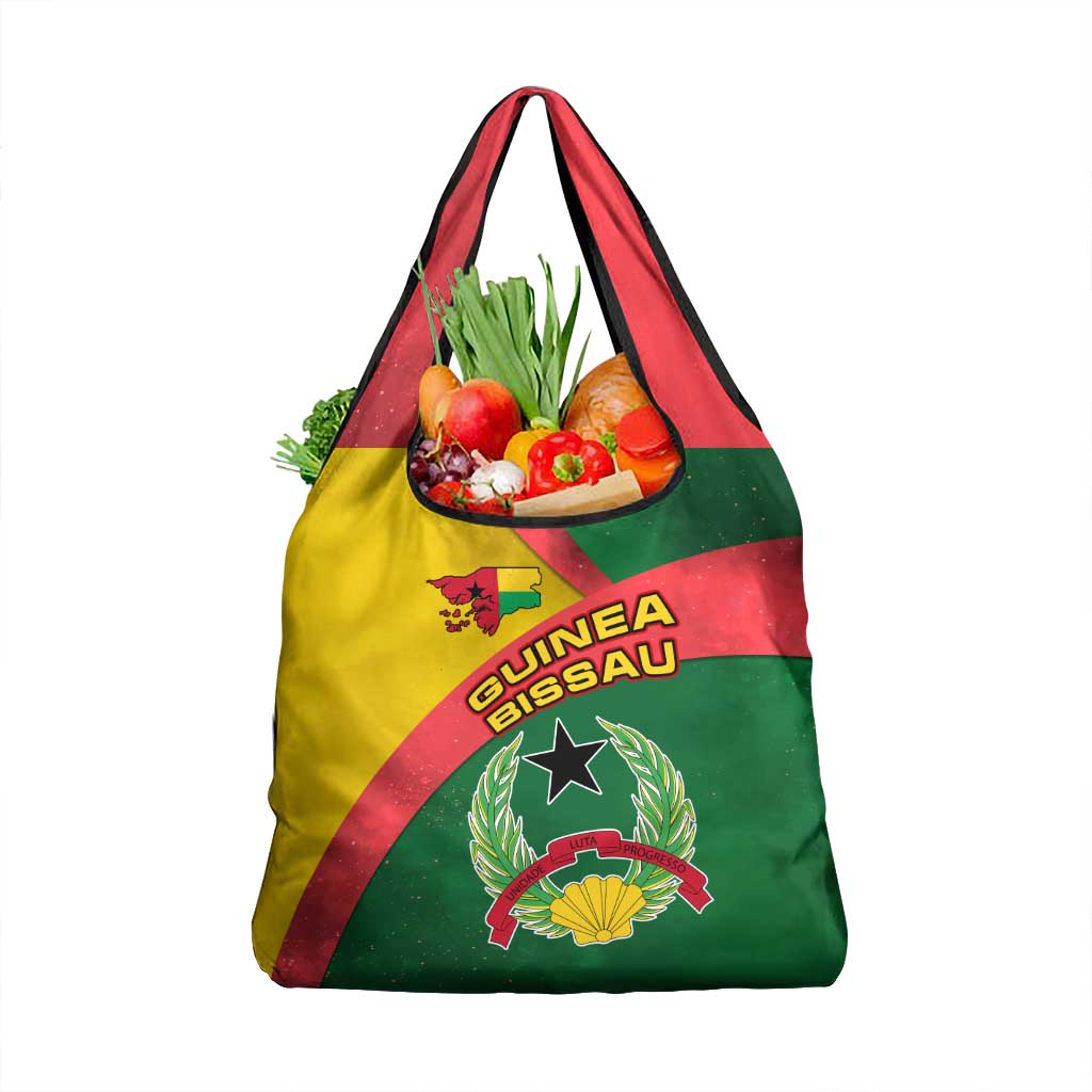 Guinea Bissau Grocery Bag with Green Yellow Red Swirl Design - Wonder Print Shop