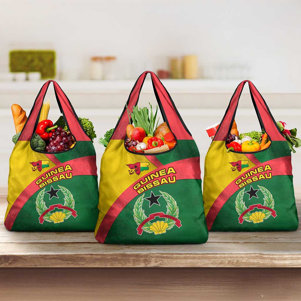 Guinea Bissau Grocery Bag with Green Yellow Red Swirl Design - Wonder Print Shop