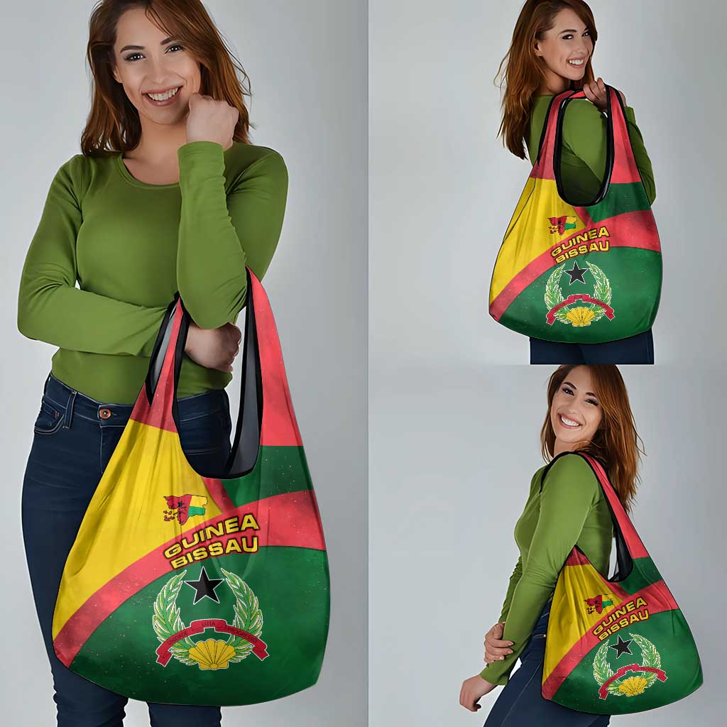 Guinea Bissau Grocery Bag with Green Yellow Red Swirl Design - Wonder Print Shop
