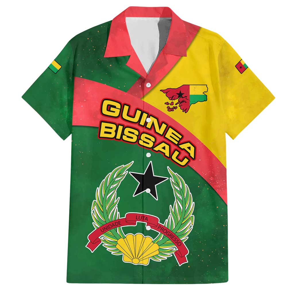 Guinea Bissau Hawaiian Shirt with Green Yellow Red Swirl Design - Wonder Print Shop