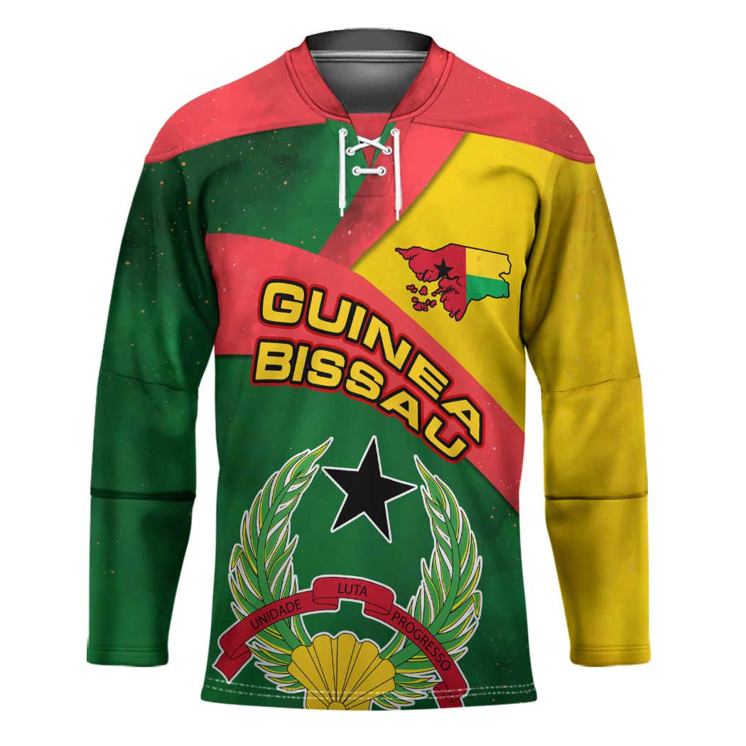 Guinea Bissau Hockey Jersey with Green Yellow Red Swirl Design - Wonder Print Shop
