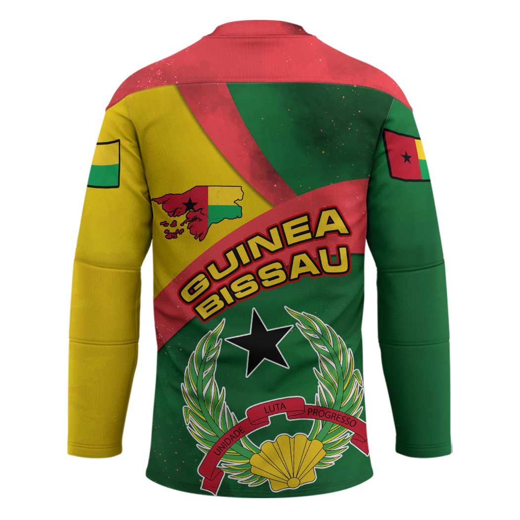Guinea Bissau Hockey Jersey with Green Yellow Red Swirl Design - Wonder Print Shop