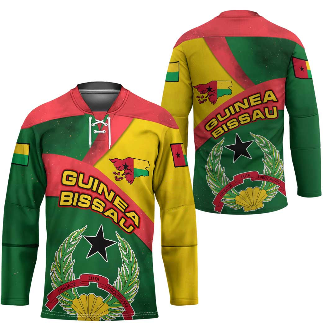 Guinea Bissau Hockey Jersey with Green Yellow Red Swirl Design - Wonder Print Shop