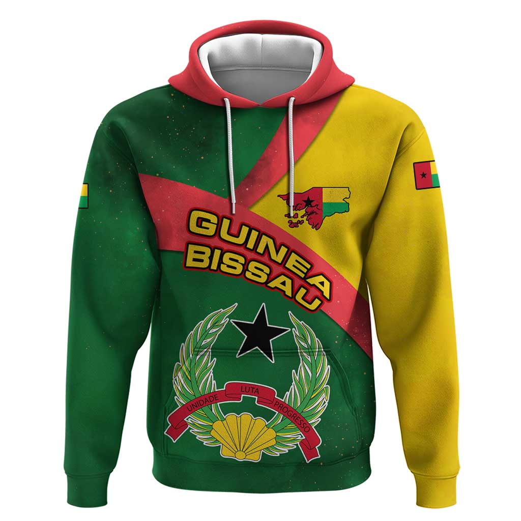 Guinea Bissau Hoodie with Green Yellow Red Swirl Design - Wonder Print Shop