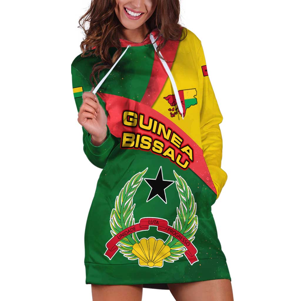 Guinea Bissau Hoodie Dress with Green Yellow Red Swirl Design - Wonder Print Shop