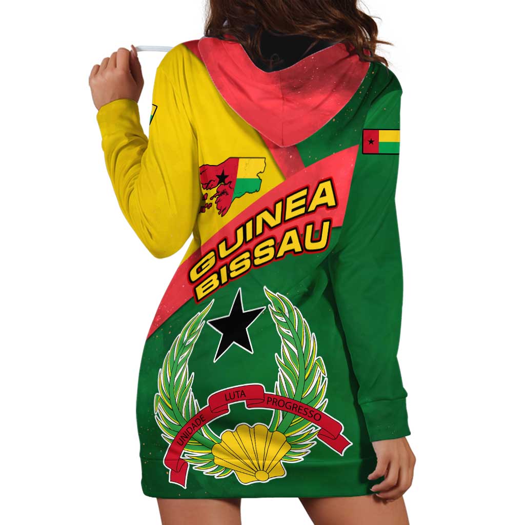 Guinea Bissau Hoodie Dress with Green Yellow Red Swirl Design - Wonder Print Shop