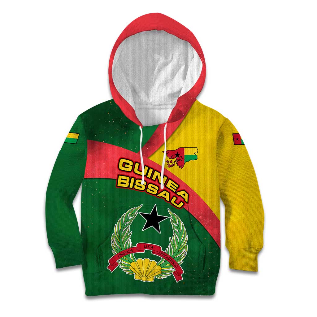Guinea Bissau Kid Hoodie with Green Yellow Red Swirl Design - Wonder Print Shop