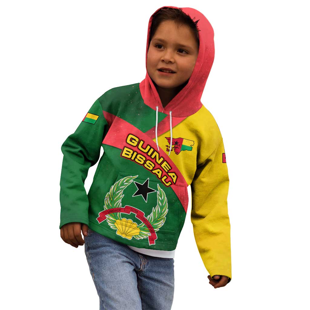 Guinea Bissau Kid Hoodie with Green Yellow Red Swirl Design - Wonder Print Shop