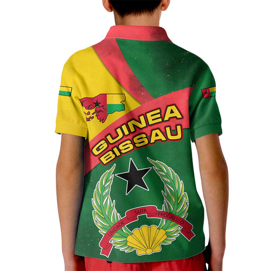 Guinea Bissau Kid Polo Shirt with Green Yellow Red Swirl Design - Wonder Print Shop