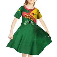 Guinea Bissau Kid Short Sleeve Dress with Green Yellow Red Swirl Design - Wonder Print Shop