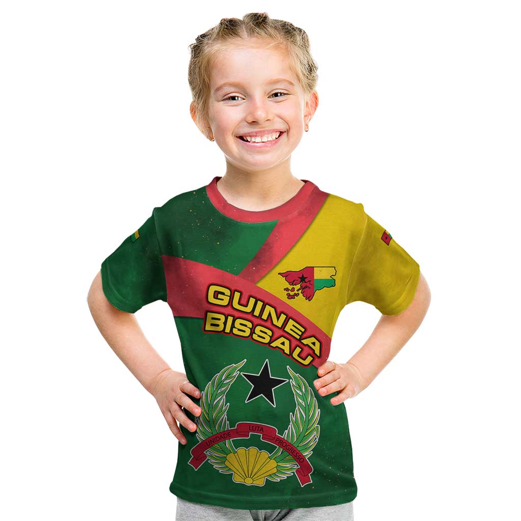 Guinea Bissau Kid T Shirt with Green Yellow Red Swirl Design - Wonder Print Shop