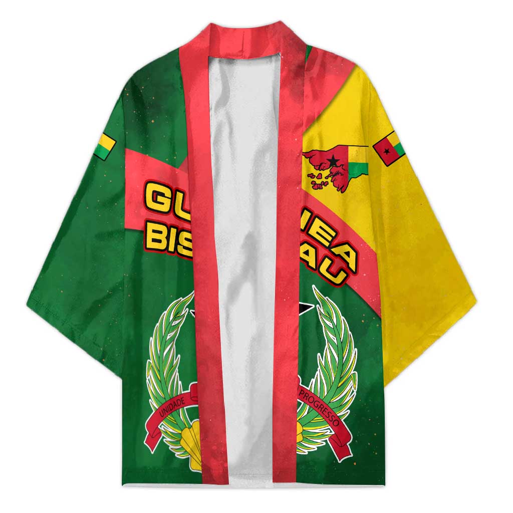 Guinea Bissau Kimono with Green Yellow Red Swirl Design - Wonder Print Shop