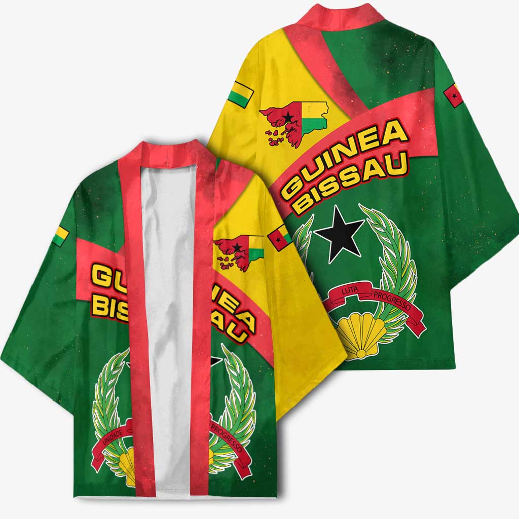 Guinea Bissau Kimono with Green Yellow Red Swirl Design - Wonder Print Shop