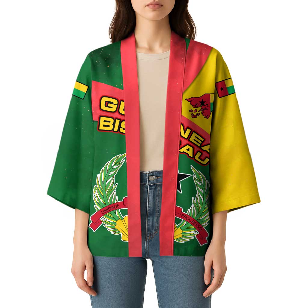 Guinea Bissau Kimono with Green Yellow Red Swirl Design - Wonder Print Shop
