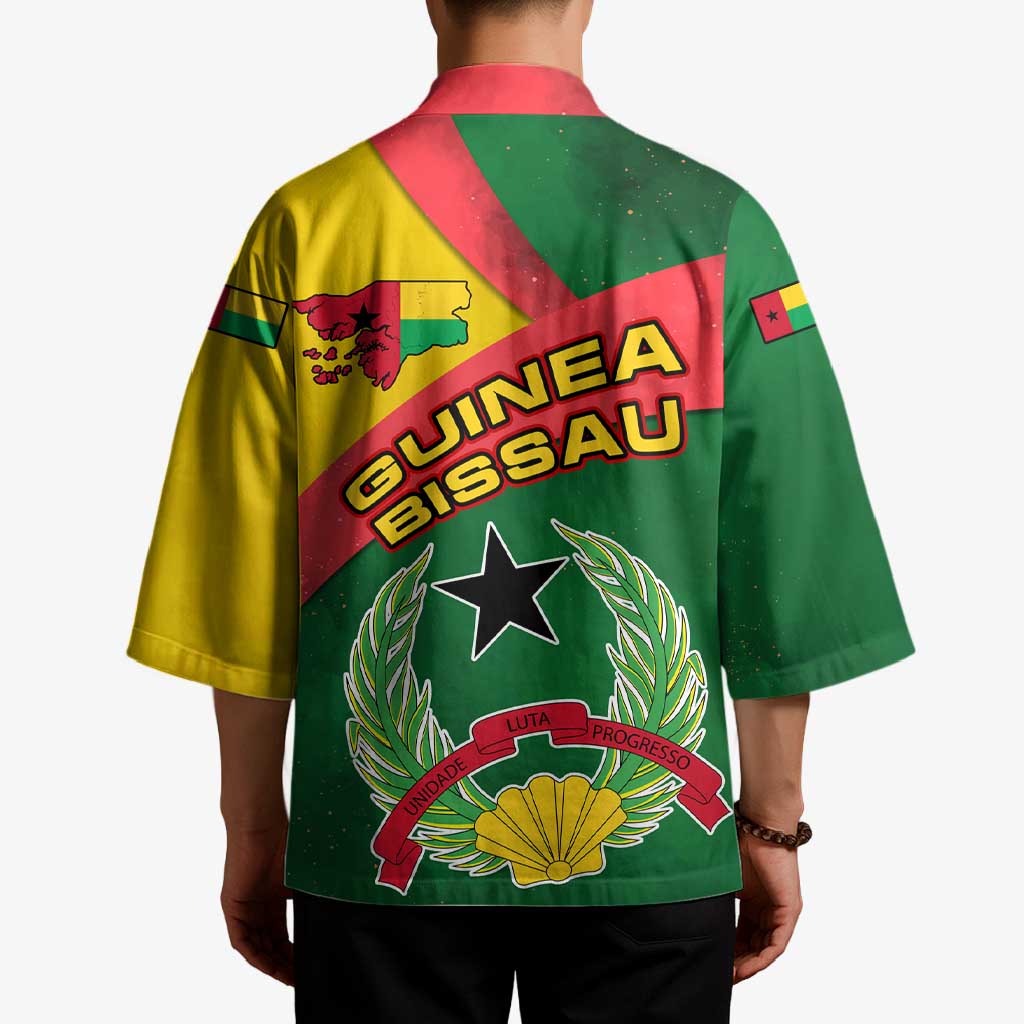 Guinea Bissau Kimono with Green Yellow Red Swirl Design - Wonder Print Shop