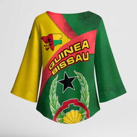 Guinea Bissau Kimono Sleeve Blouse with Green Yellow Red Swirl Design - Wonder Print Shop
