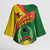 Guinea Bissau Kimono Sleeve Blouse with Green Yellow Red Swirl Design - Wonder Print Shop