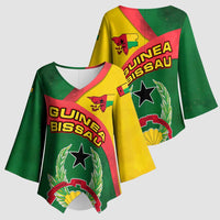 Guinea Bissau Kimono Sleeve Blouse with Green Yellow Red Swirl Design - Wonder Print Shop