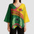 Guinea Bissau Kimono Sleeve Blouse with Green Yellow Red Swirl Design - Wonder Print Shop