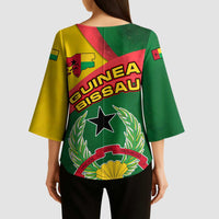 Guinea Bissau Kimono Sleeve Blouse with Green Yellow Red Swirl Design - Wonder Print Shop