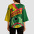Guinea Bissau Kimono Sleeve Blouse with Green Yellow Red Swirl Design - Wonder Print Shop