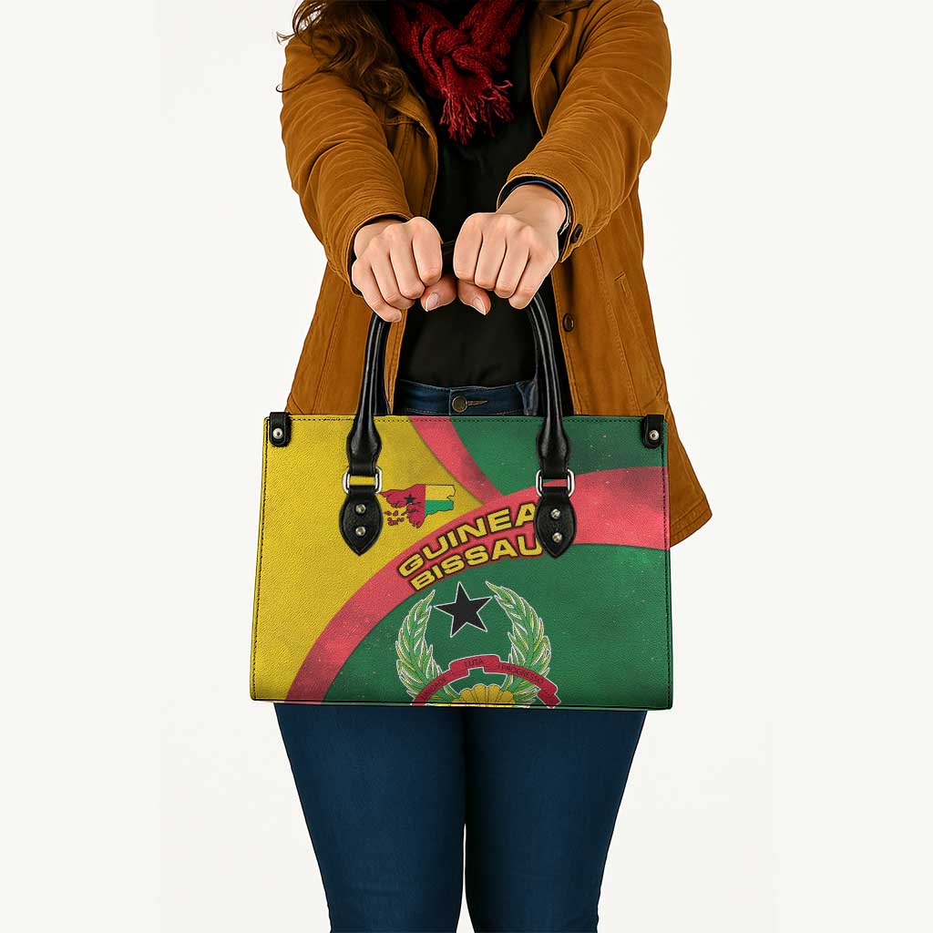 Guinea Bissau Leather Bag with Green Yellow Red Swirl Design - Wonder Print Shop
