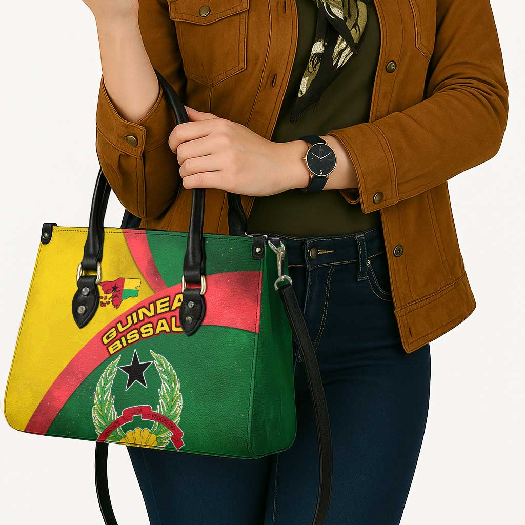 Guinea Bissau Leather Bag with Green Yellow Red Swirl Design - Wonder Print Shop