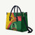 Guinea Bissau Leather Bag with Green Yellow Red Swirl Design - Wonder Print Shop
