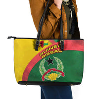 Guinea Bissau Leather Tote Bag with Green Yellow Red Swirl Design - Wonder Print Shop