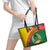Guinea Bissau Leather Tote Bag with Green Yellow Red Swirl Design - Wonder Print Shop