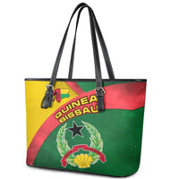 Guinea Bissau Leather Tote Bag with Green Yellow Red Swirl Design - Wonder Print Shop