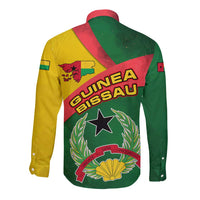 Guinea Bissau Long Sleeve Button Shirt with Green Yellow Red Swirl Design - Wonder Print Shop