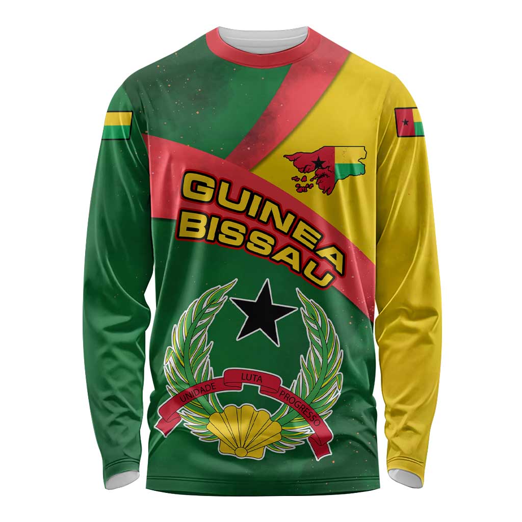 Guinea Bissau Long Sleeve Shirt with Green Yellow Red Swirl Design - Wonder Print Shop