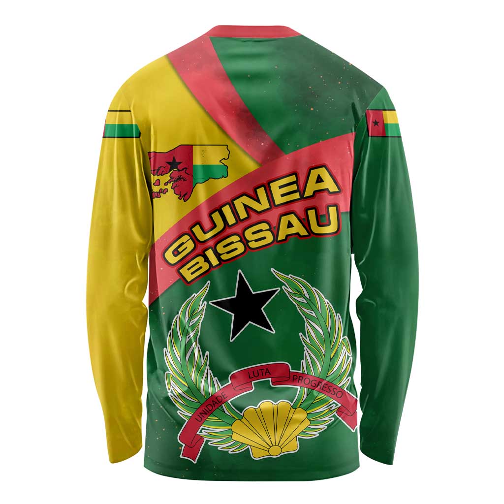 Guinea Bissau Long Sleeve Shirt with Green Yellow Red Swirl Design - Wonder Print Shop