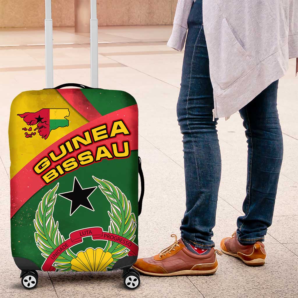 Guinea Bissau Luggage Cover with Green Yellow Red Swirl Design - Wonder Print Shop
