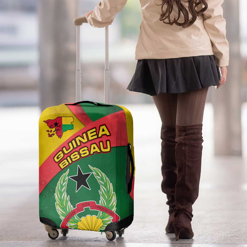 Guinea Bissau Luggage Cover with Green Yellow Red Swirl Design - Wonder Print Shop