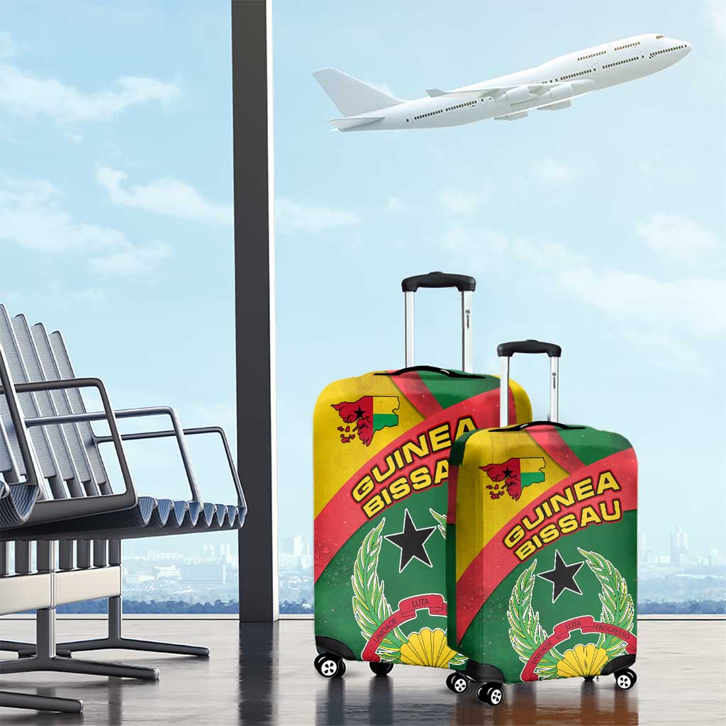 Guinea Bissau Luggage Cover with Green Yellow Red Swirl Design - Wonder Print Shop