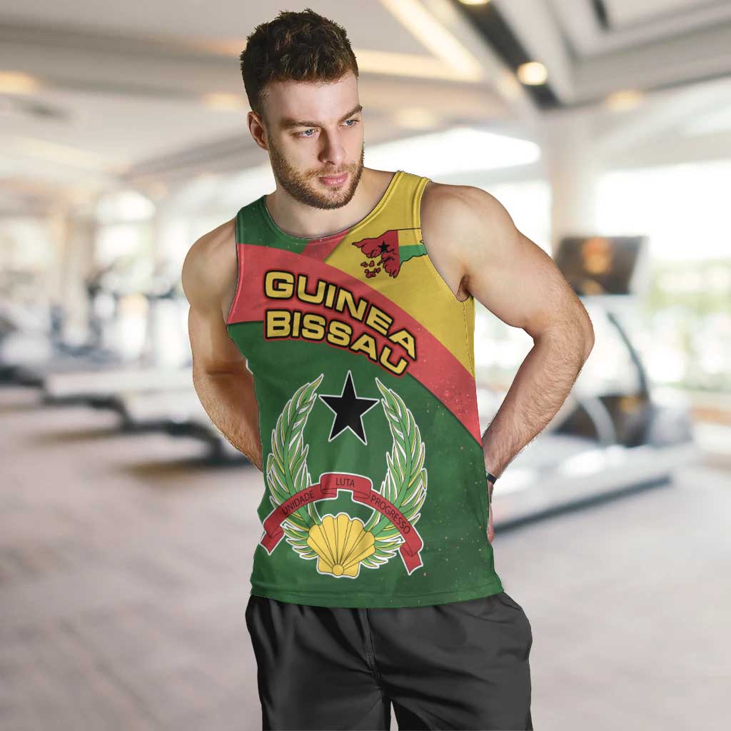 Guinea Bissau Men Tank Top with Green Yellow Red Swirl Design - Wonder Print Shop