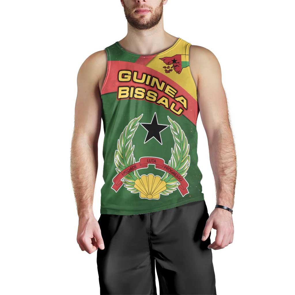 Guinea Bissau Men Tank Top with Green Yellow Red Swirl Design - Wonder Print Shop