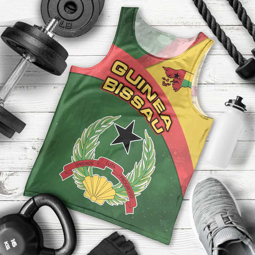 Guinea Bissau Men Tank Top with Green Yellow Red Swirl Design - Wonder Print Shop