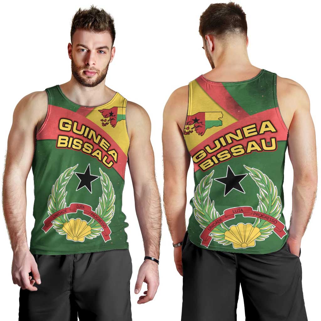 Guinea Bissau Men Tank Top with Green Yellow Red Swirl Design - Wonder Print Shop