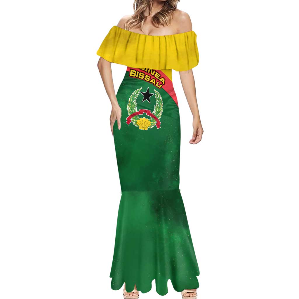 Guinea Bissau Mermaid Dress with Green Yellow Red Swirl Design - Wonder Print Shop