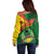 Guinea Bissau Off Shoulder Sweater with Green Yellow Red Swirl Design - Wonder Print Shop