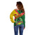 Guinea Bissau Off Shoulder Sweater with Green Yellow Red Swirl Design - Wonder Print Shop