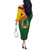Guinea Bissau Off The Shoulder Long Sleeve Dress with Green Yellow Red Swirl Design - Wonder Print Shop