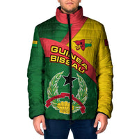 Guinea Bissau Padded Jacket with Green Yellow Red Swirl Design - Wonder Print Shop