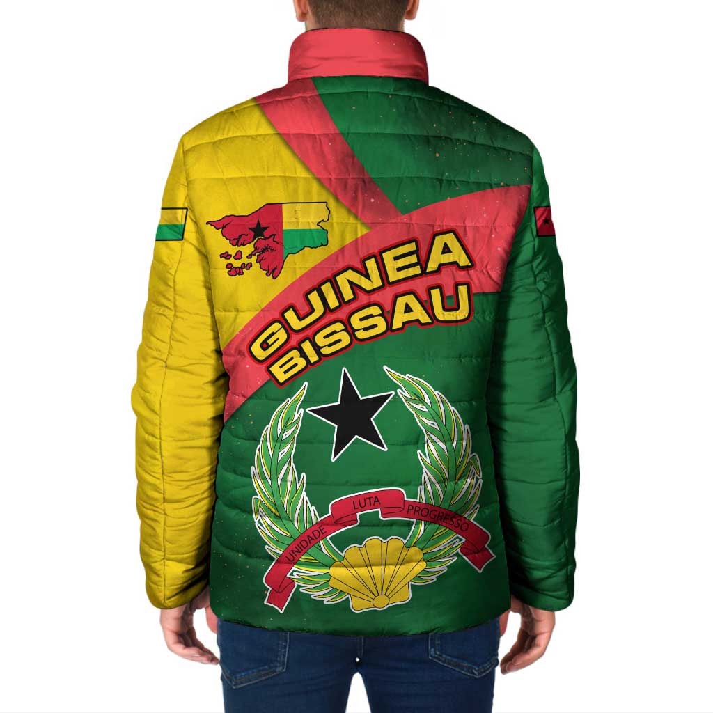 Guinea Bissau Padded Jacket with Green Yellow Red Swirl Design - Wonder Print Shop