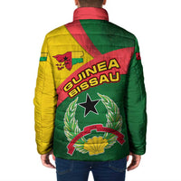 Guinea Bissau Padded Jacket with Green Yellow Red Swirl Design - Wonder Print Shop