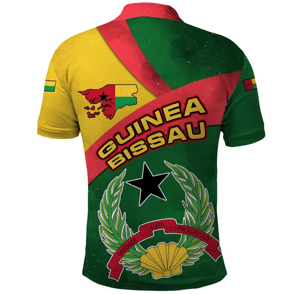 Guinea Bissau Polo Shirt with Green Yellow Red Swirl Design - Wonder Print Shop